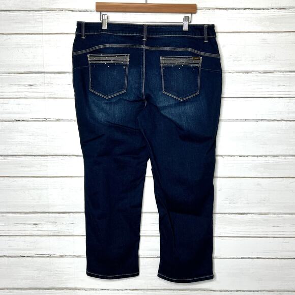 Chico's So Lifting Crop Dark Wash Stretch Denim Jeans Size 16 - Picture 2 of 11